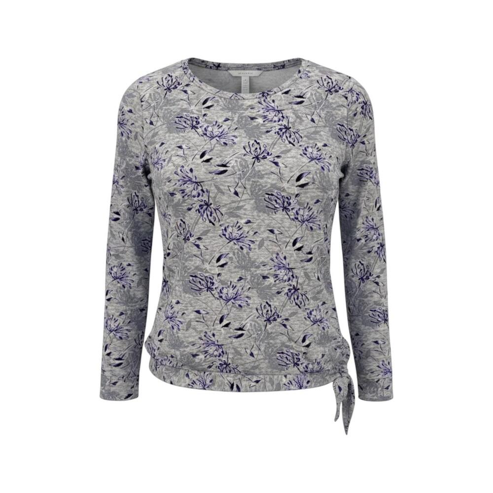 Croft & Barrow Grey Purple Floral Knit Top Women's XL
